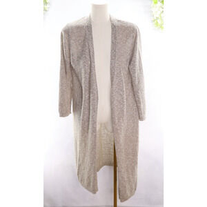 Massimo Dutti Women's Italian Yarn Long Open Cardigan Beige Sz M